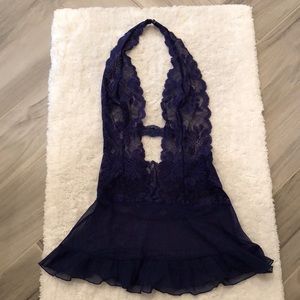 Sheer sexy halter teddy